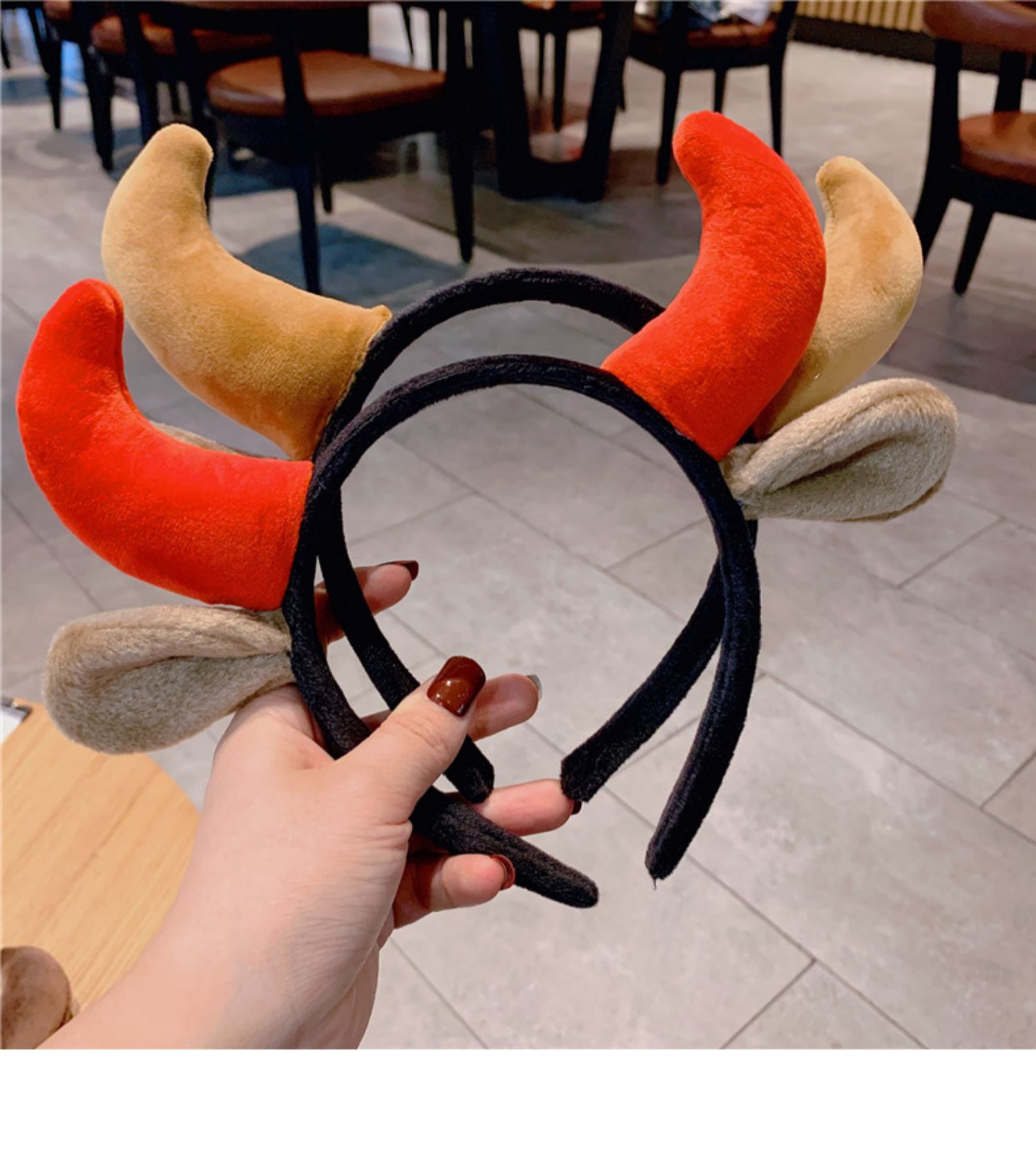 牛角发箍红色发饰儿童发卡节日道具头饰发夹牛年牛头发饰亲子头箍