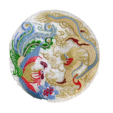 伽洛批 发平绣金色龙蓝凤凰辅料半成品服饰帽子箱包卫衣电脑绣花1