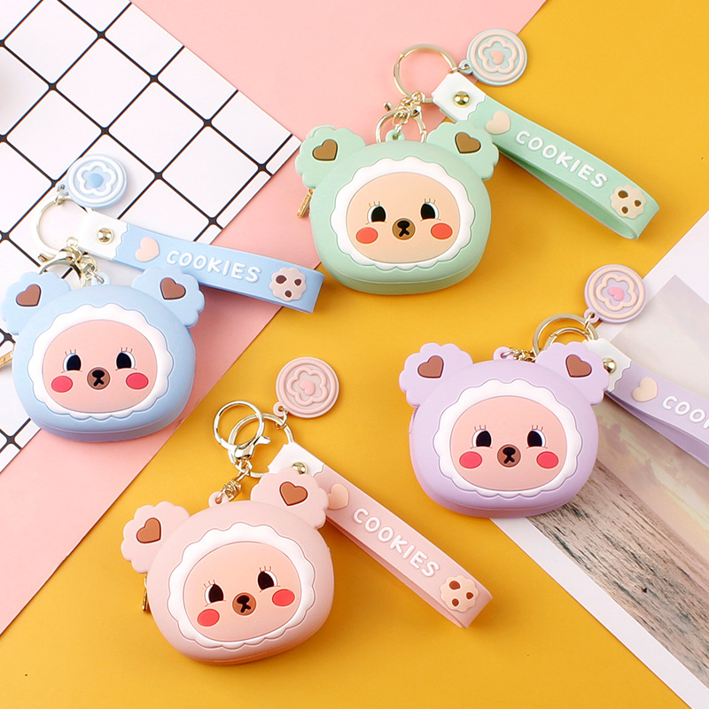 Cute Cartoon Bluetooth Headset Package Silicone Zipper Change Storage Bag Metal Key Hand String Clip Pendant Accessories