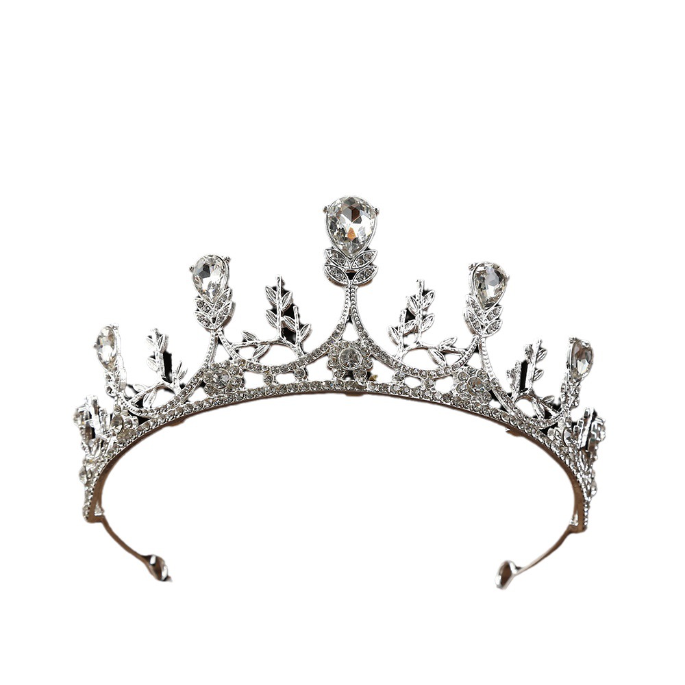 Women's Korean-Style Alloy Crown Korean-Style Bridal Wedding Korean-Style Bridal Crown Headdress Crystal Crown Hair Ornament Wholesale