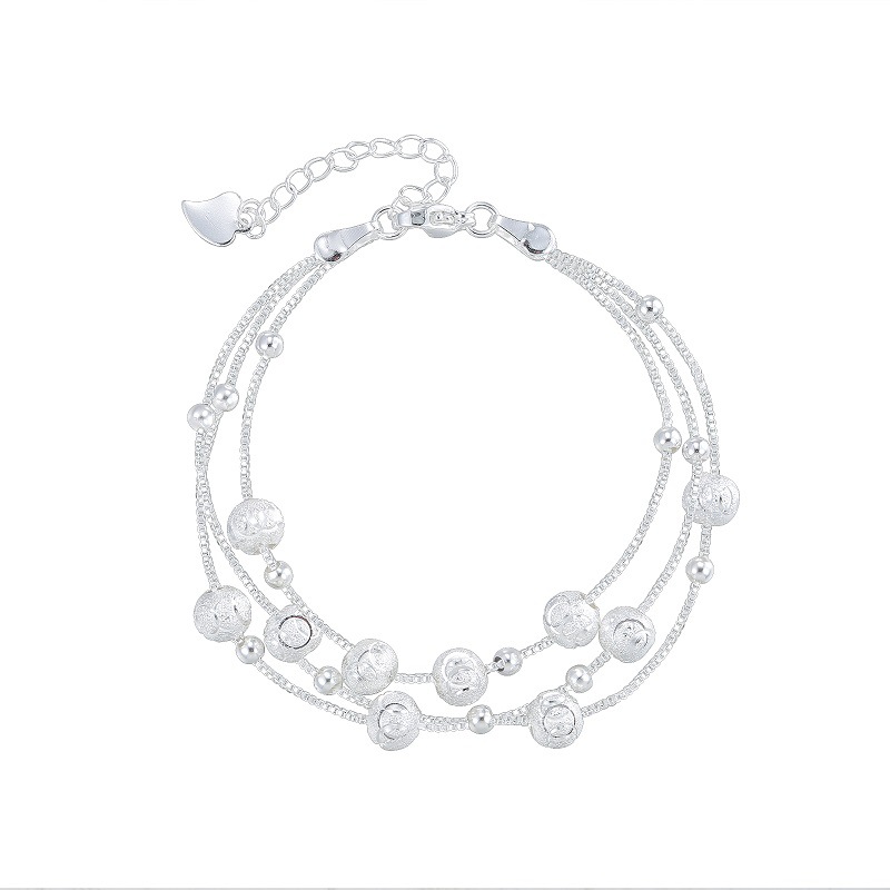 Sansheng Sanshi Silver Bracelet Female Qixi Gift for Girlfriend Ins Special-Interest Design Girlfriends Multi-Layer Bracelet