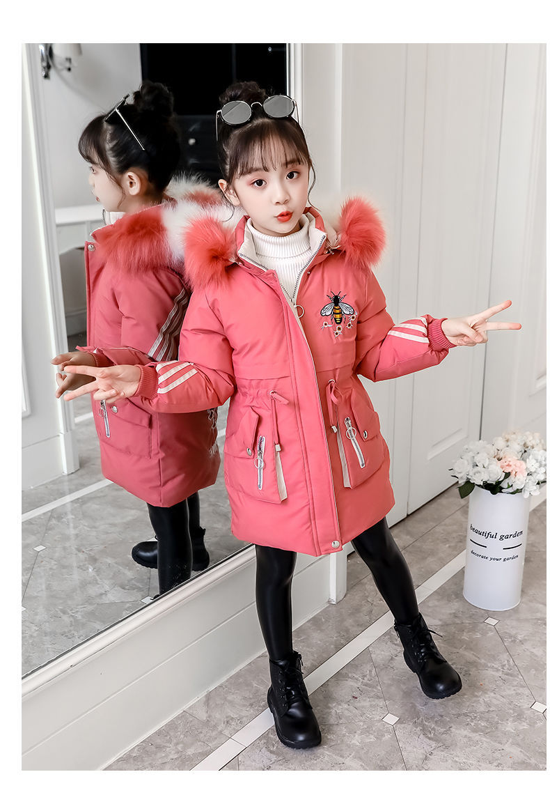 女童棉衣新款中大童加厚外套儿童中长款棉服洋气小女孩冬天棉袄12