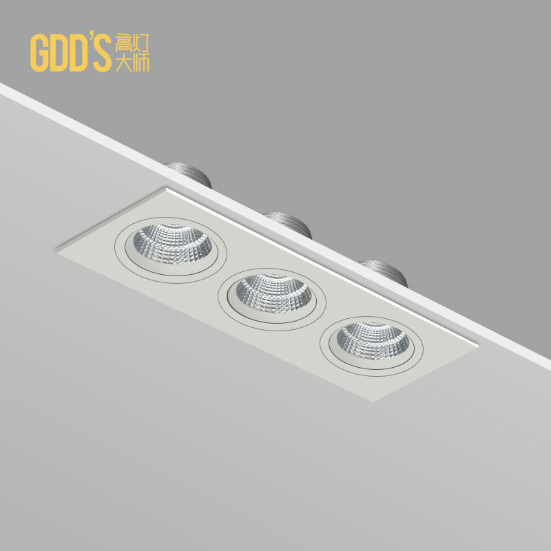 三头筒灯3头集成射灯led白色吸顶嵌入式斗胆灯开孔长方形客厅餐厅