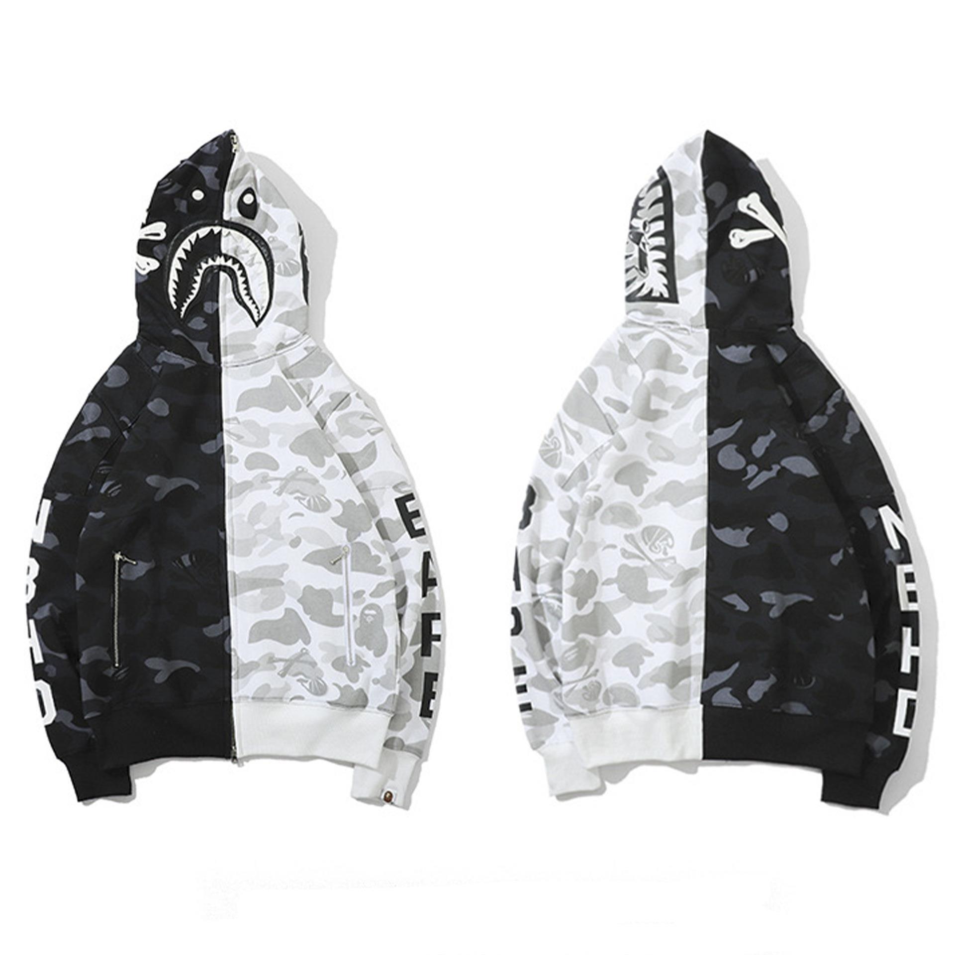 亚马逊外贸 鲨鱼头 数码印花3d卫衣拉链到顶wgm绣花连帽衫cos周边