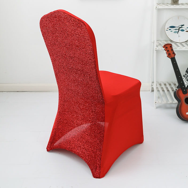 Bright Silk Stitching Chair Cover Cross-Border Wedding Banquet One-Piece Chair Cover Elastic Shiner Chair Covers Cover Seat Cover Hotel Stool