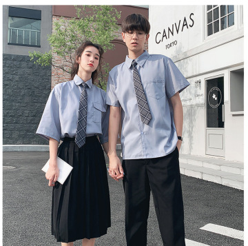 韩版学院风初高中班服校服中学生短袖宽松版白衬衫学生装一件代发