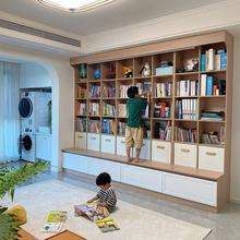 嘉兴顶上满墙书柜家庭图书馆客厅到顶一体整墙儿童书架大容量
