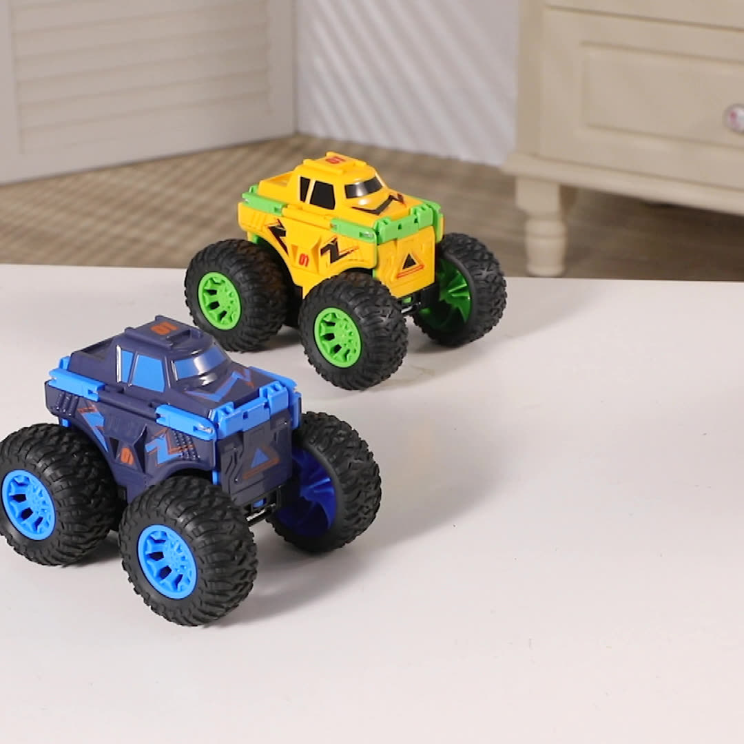 跨境大脚双面变形反转越野车儿童玩具车1-3岁惯性反反车男孩车玩