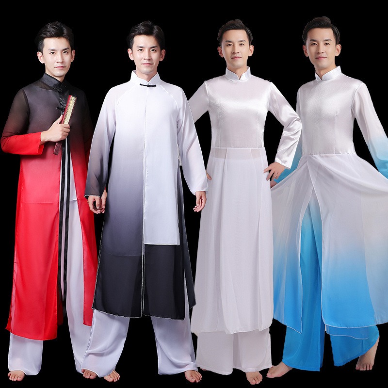 男款古风舞蹈服古典舞演出服男生现代文艺表演服飘逸古装长款套装