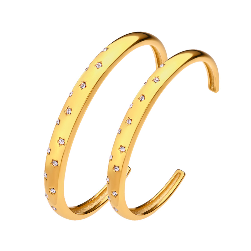 Diamond Bracelet Female Special-Interest Design Twist Bracelet Open-Ended Bracelet Ins Style Niche Five-Pointed Star Stainless Steel Bracelet