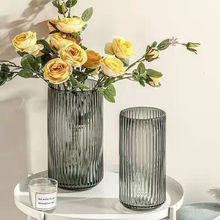 U系列玻璃花瓶 竖式条纹简约罗马客厅装饰家居客厅装饰插花瓶摆件