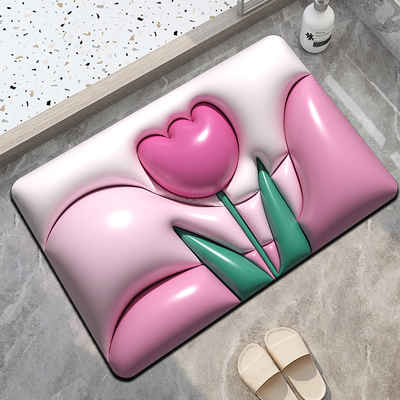 Expansion Flower 3D Three-Dimensional Floor Mat Soft Diatom Ooze Home Bathroom Bathroom Absorbent Floor Mat Non-Slip Quick-Drying Mat