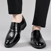 Large size472024夏季镂空男士皮鞋真皮透气商务Genuine Leather