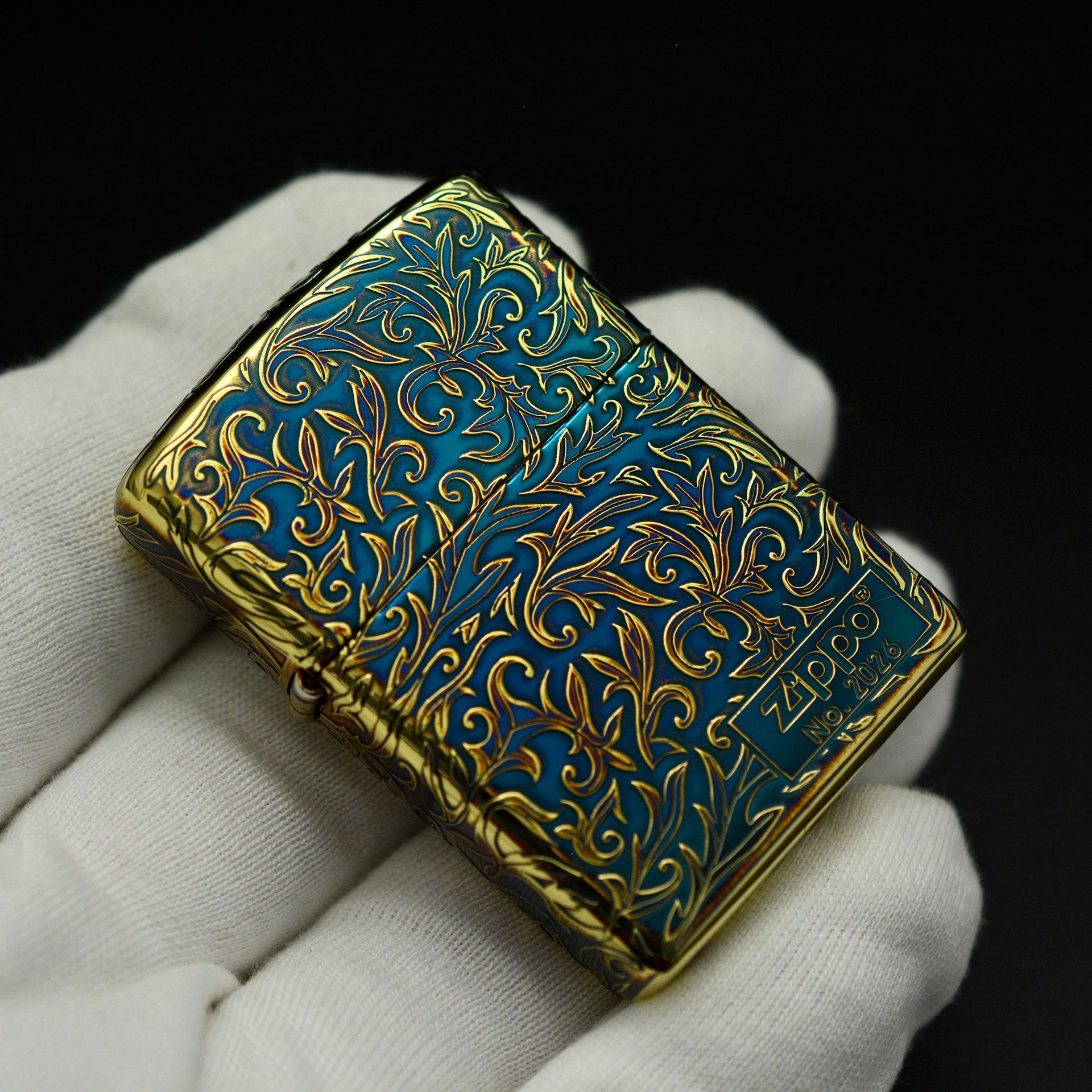 正品zippo  之宝 打火机 五面唐草之zippo在侧-烧金色 zbt-3-22a