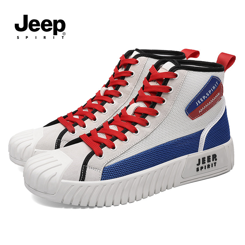 jeep spirit新款男士休闲鞋帆布鞋系带防滑大码男鞋运动单鞋