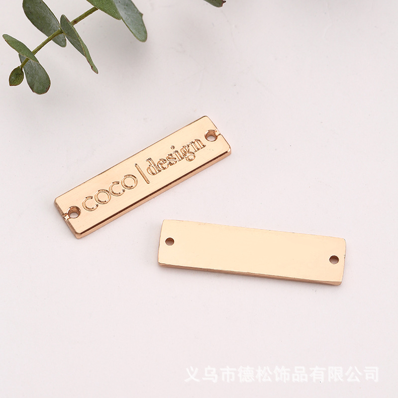 Zinc Alloy Label Customizable Clothing Metal Logo Die-Casting Nameplate Concave-Convex Logo Plate Square Punch Stitching