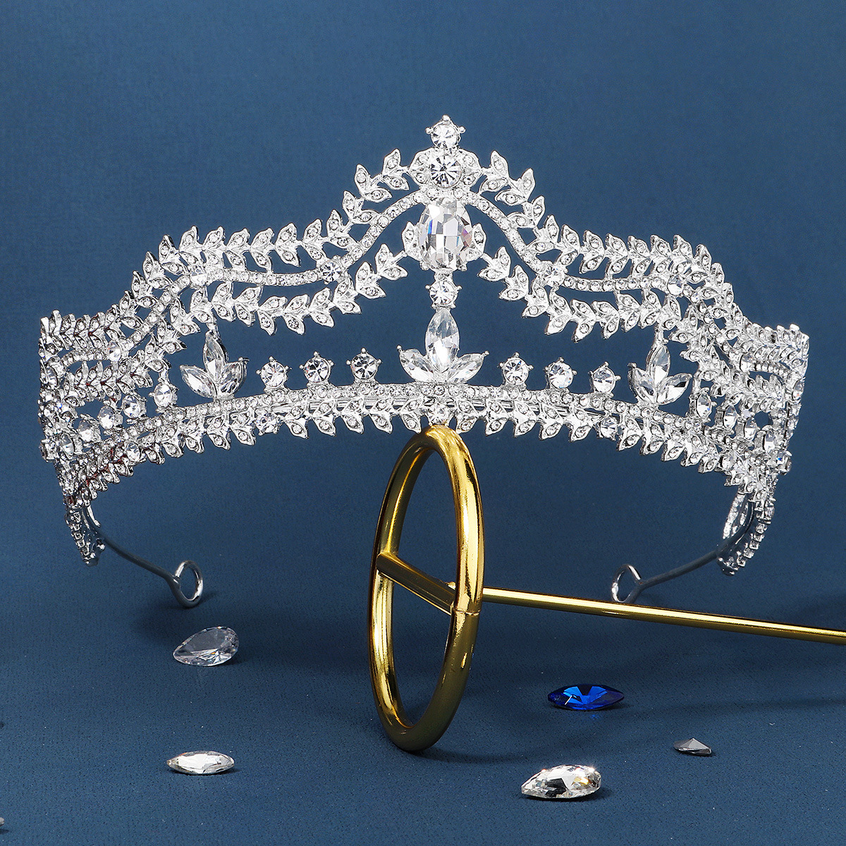 欧美经典热销新娘头冠轻奢气质满钻女王王冠派对宴会写真水钻皇冠