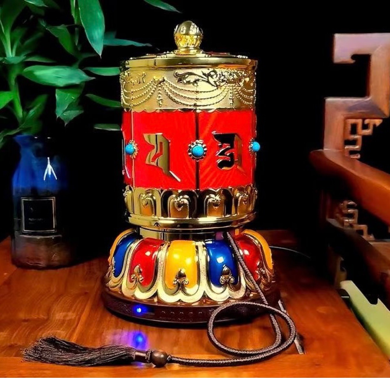 电动转经轮德田插电转经筒文殊地藏观音家用佛堂摆件转金桶31cm高