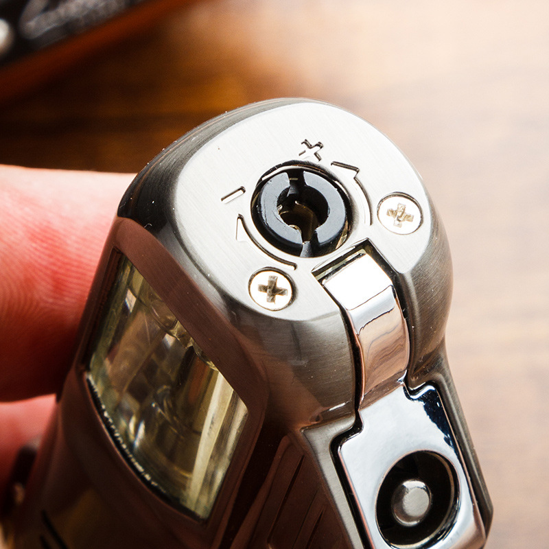 鲁宾斯基雪茄打火机四直冲聚火式防风带钻透视气窗lubinski打火机