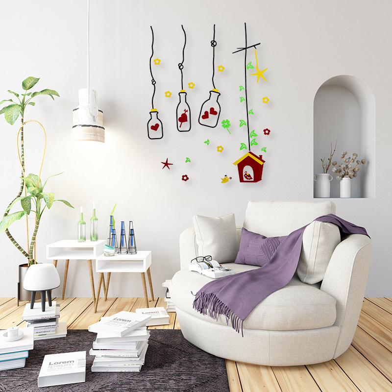 创意水晶立体墙贴客厅餐厅卧室书房出租屋装饰墙面无纺布自粘贴画