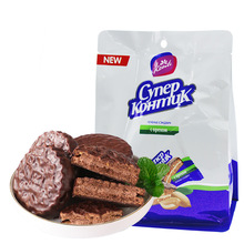 俄罗斯三明治饼干KONTI康吉炼乳花生榛子味夹心巧克力进口小零食