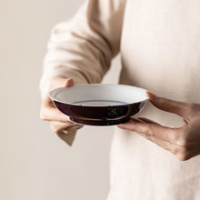 葡萄紫手绘双线壶承壶托干泡盘干泡茶台茶托盘圆形陶瓷养壶盘壶垫