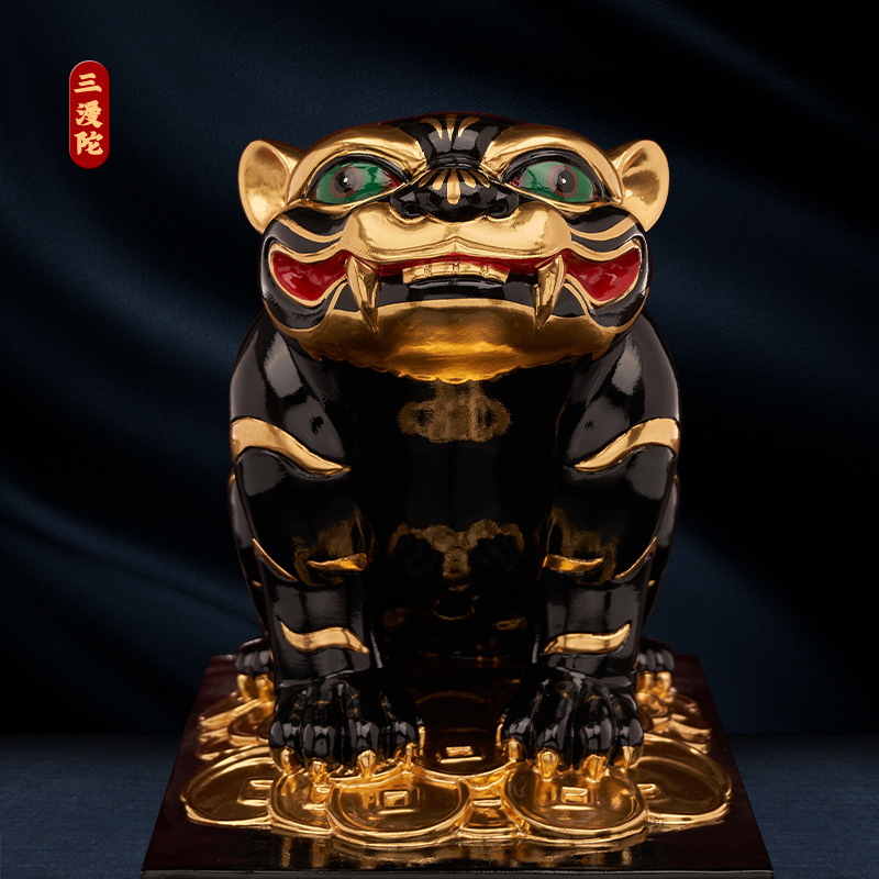 樟木虎爷神像虎威将军下坛元帅道教虎爷像虎将军道教居家摆件供奉