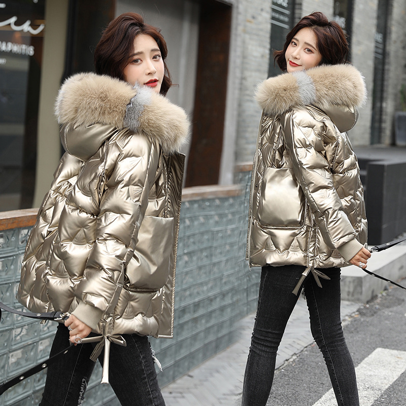 金色短款羽绒服女