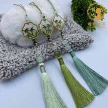 忆湘妃竹叶青串珠流苏8cm穗子古风配饰汉服吊穗压襟禁步服装辅料