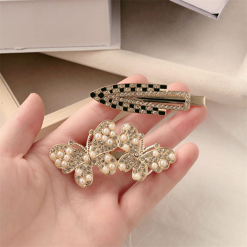 High-Grade Rhinestone Butterfly Seamless Barrettes New Internet Hot Girlish Bang Clip Forehead Hairpin Side Cropped Hair Clip Barrettes