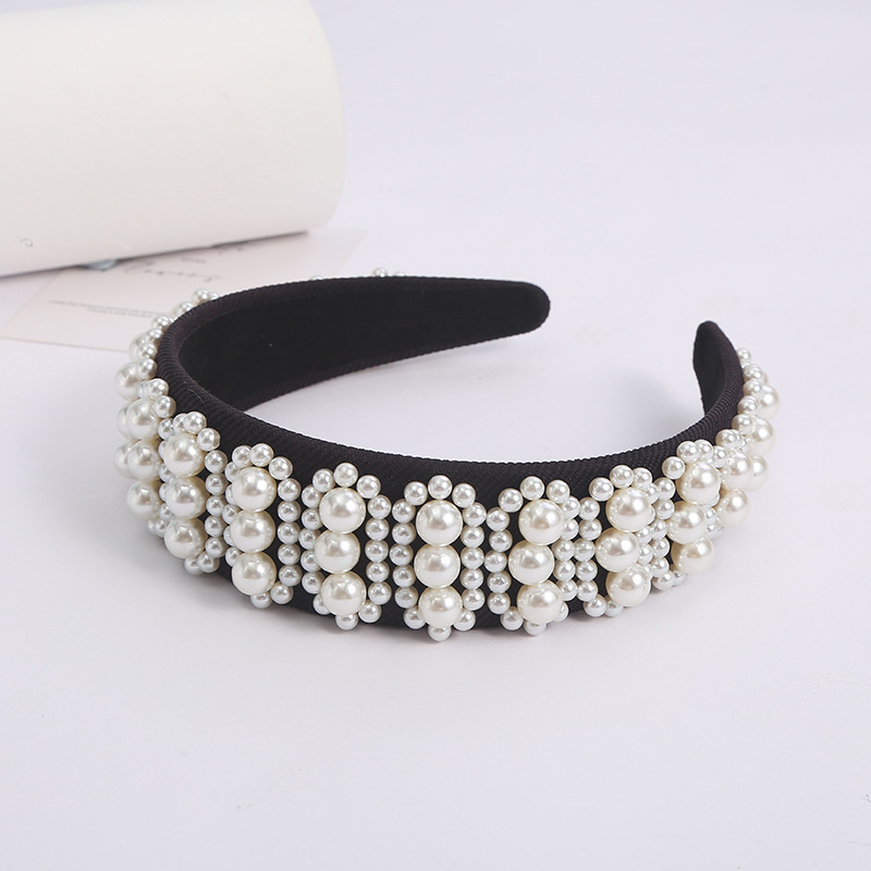 European and American Fashion Cross-Border Pearl Diamond Headband Fresh Sweet Style Headband High Sense Hair Accessories Hair Band Wholesale