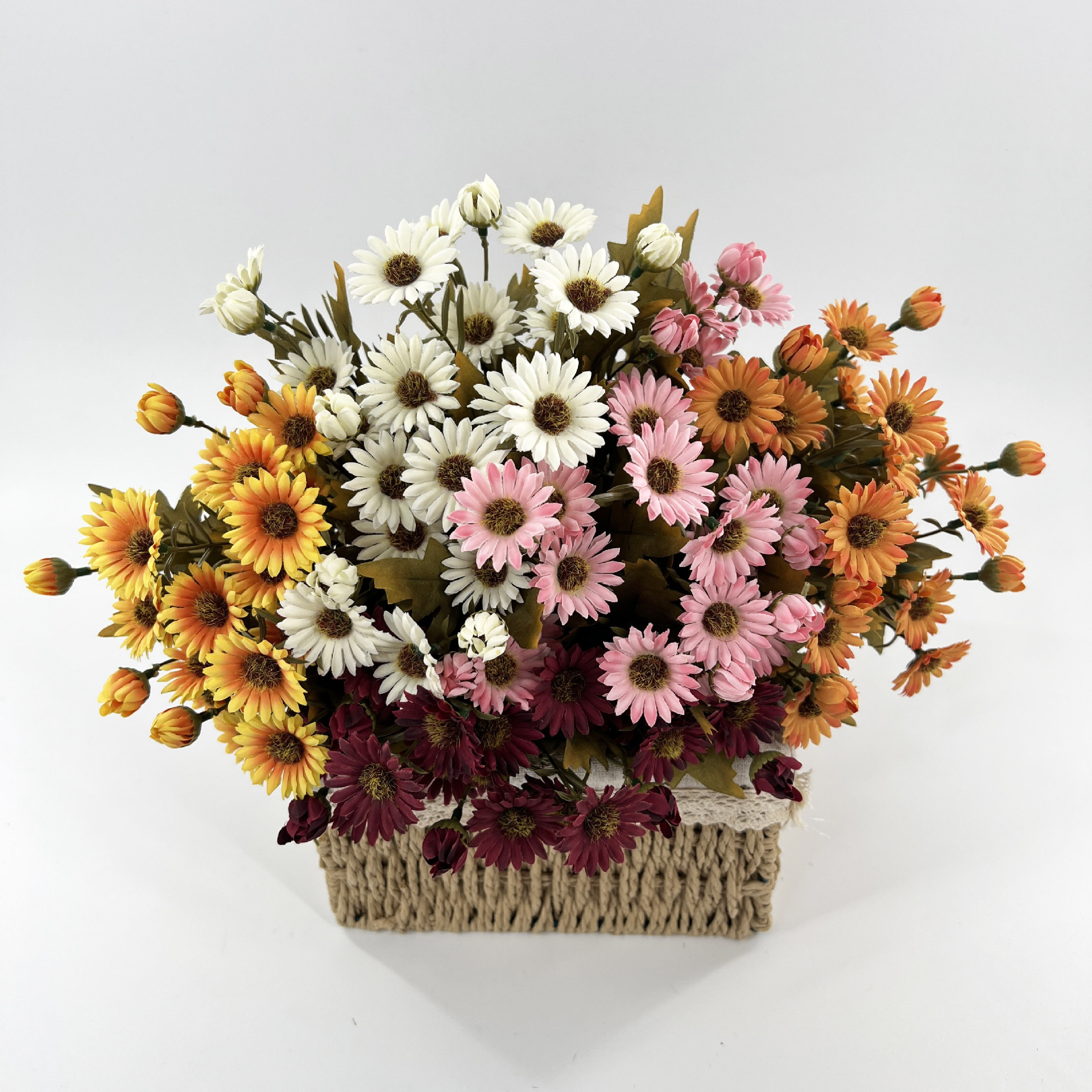 秋色仿真24头韩式小雏菊仿捧野菊花婚庆室内假花装饰仿真花艺摆件