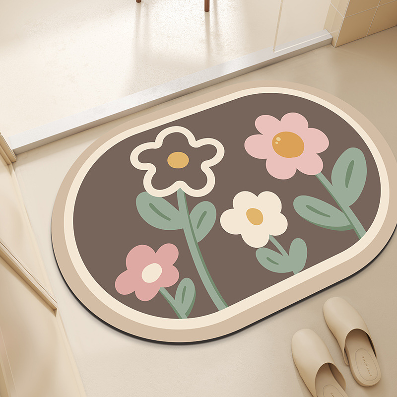 Diatom Ooze Soft Floor Mat Bathroom Quick-Drying Bathroom Entrance Foot Mat Absorbent Non-Slip Toilet Toilet Rug