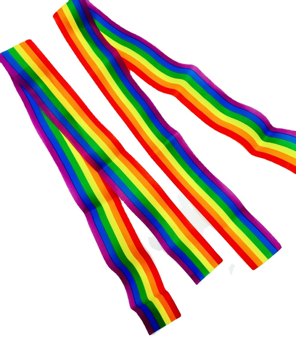 Cross-Border Amazon LGBT Rainbow Flag Long Silk Ribbon Streamer Gay Couple Event Festival Party Decoration Long Silk Ribbon