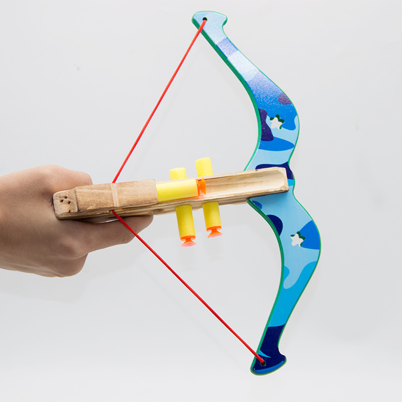 Wooden Horn Crossbow Colorful Crossbow Soft Bullet Shooting Children's Shooting Crossbow Toy Stall Toy Small Horn Crossbow