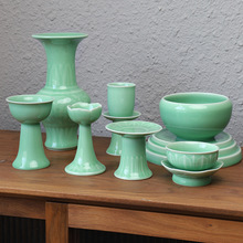 陶瓷烛台样板间家用五供套装用品拜神炉供水杯蜡烛台摆件花瓶陶瓷