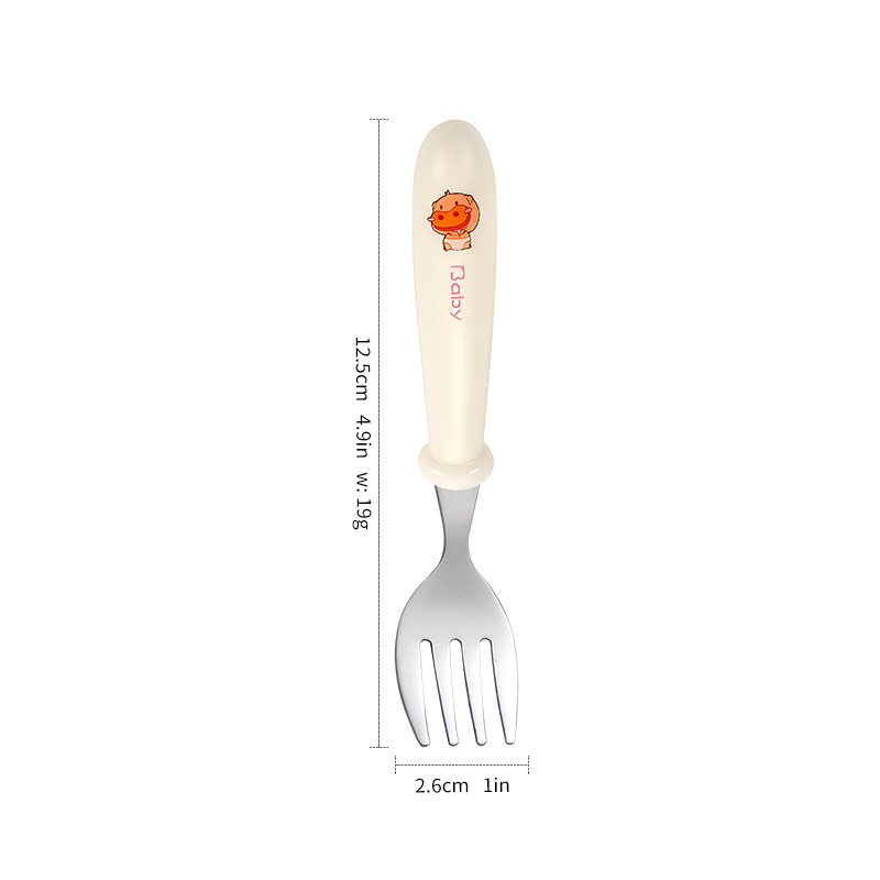 Factory Direct 304 Stainless Steel Children's Spoon Fork Cartoon Creative Baby Food Supplement Feeding Spoon Fork Portable Suit