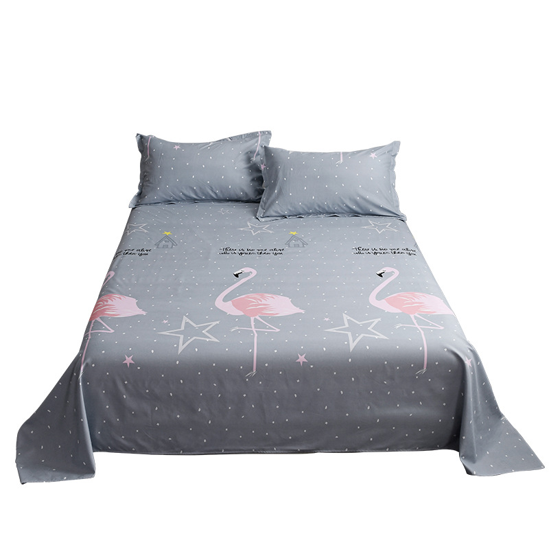 Bed Sheet One-Piece Student Dormitory Single Summer Ins Style Girl 1.2 M1.5 M Double Cartoon Washed Cotton Quilt Sheet