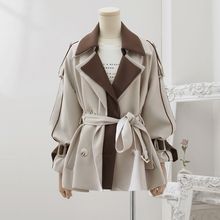 双层领风衣2023秋冬时尚季新款韩版女装撞色设计感小个子时尚外套