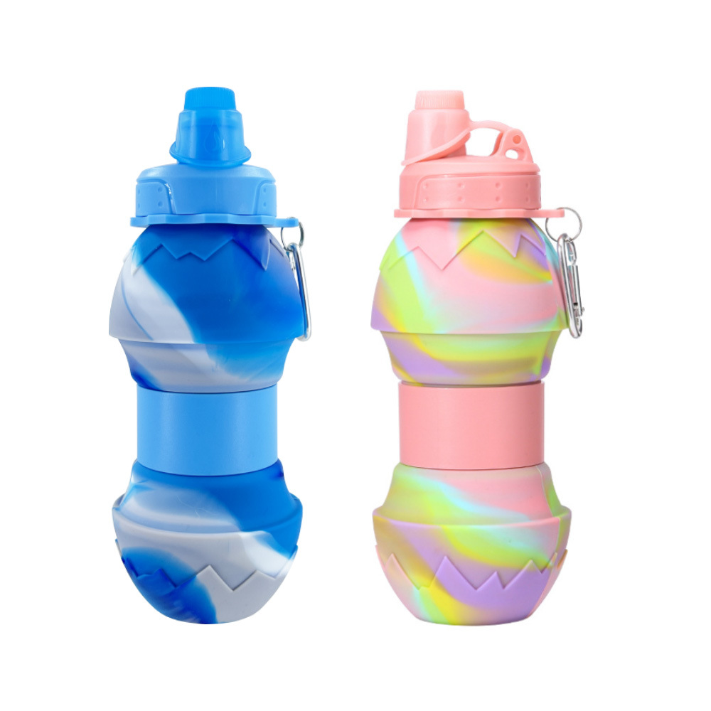 New Silicone Outdoor Retractable Sports Kettle Water Bottle Cross-Border Easter Eggshell Folding Water Cup