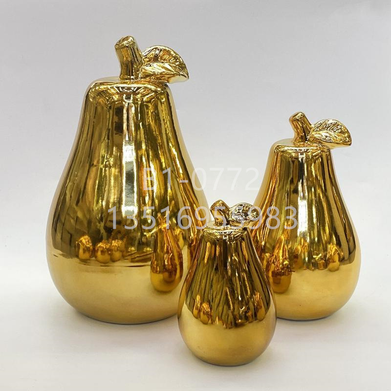 jinbao vase factory wholesale modern minimalist gold-plated craft ornaments pear round apple decorations