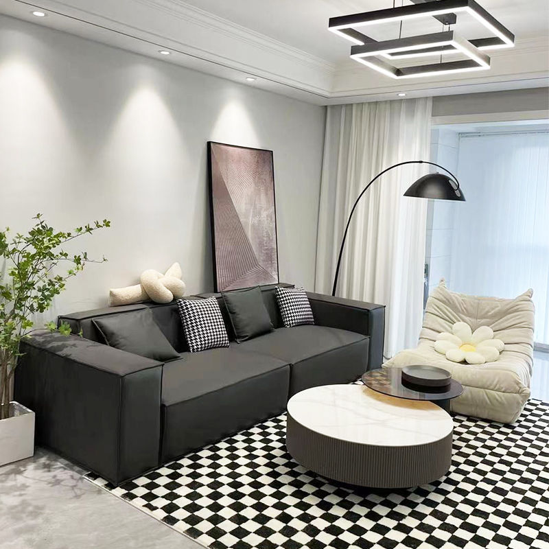 豆腐块沙发网红豆腐块硅胶皮三人意式房间小户型客厅出租房直排