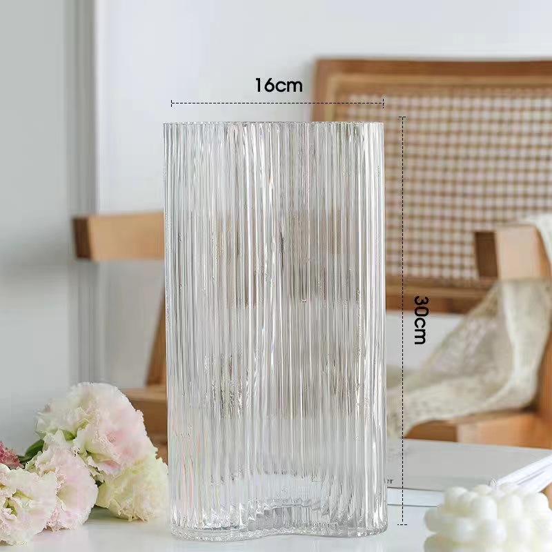 Creative Glass Foot Vase Transparent Irregular Living Room Bedroom Office Table Water Cultivation Flower Arrangement Decoration Wholesale