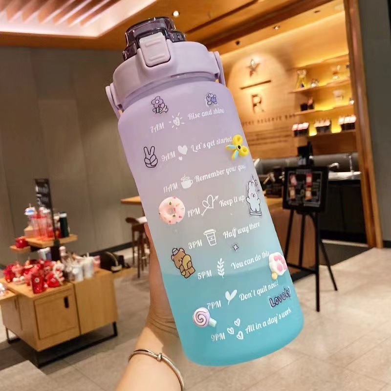 Water Cup Gradient 2000ml Large Capacity Kettle Ins Style Good-looking 2l Sports Bottle Summer Fitness Sports Cup