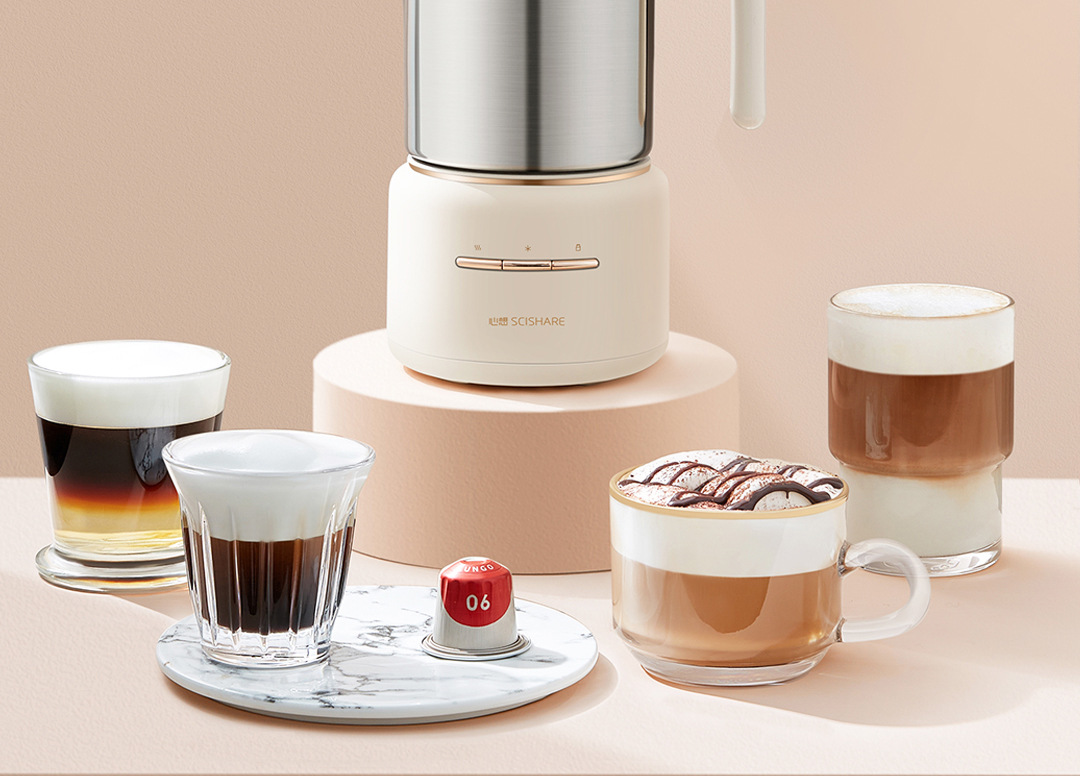 心想奶泡机多功能打泡器家用小型电动全自动打奶器拉花杯冷热双打