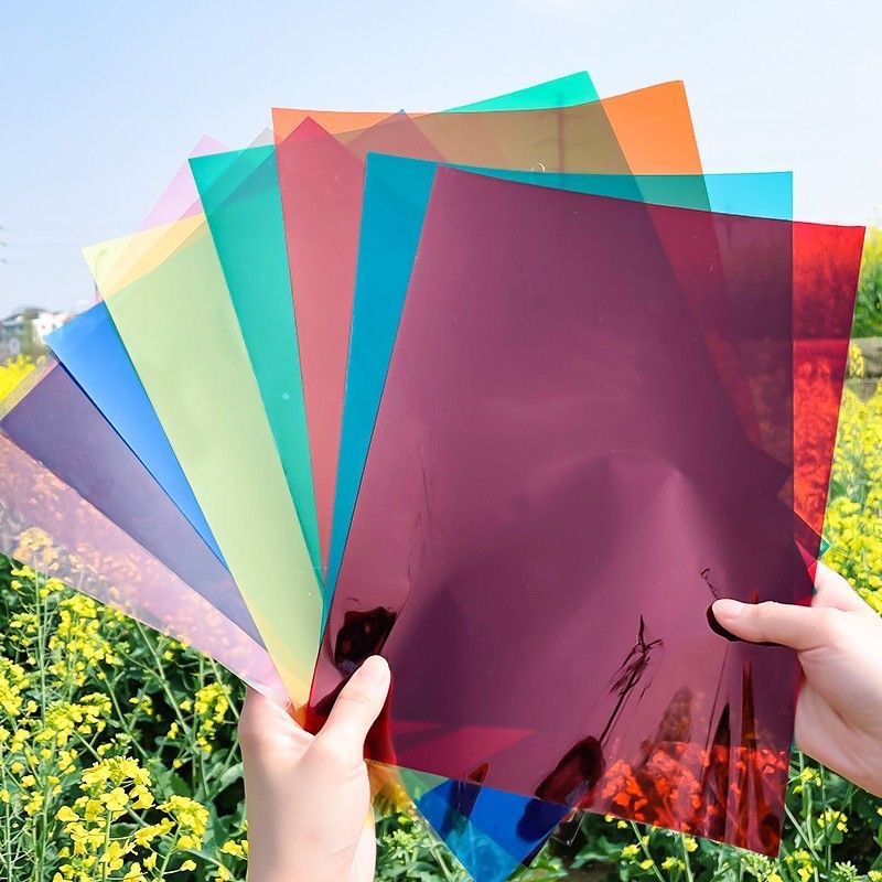 彩色玻璃纸透明塑料片幼儿园儿童手工硬diy透光底片彩色pvc膜a4纸