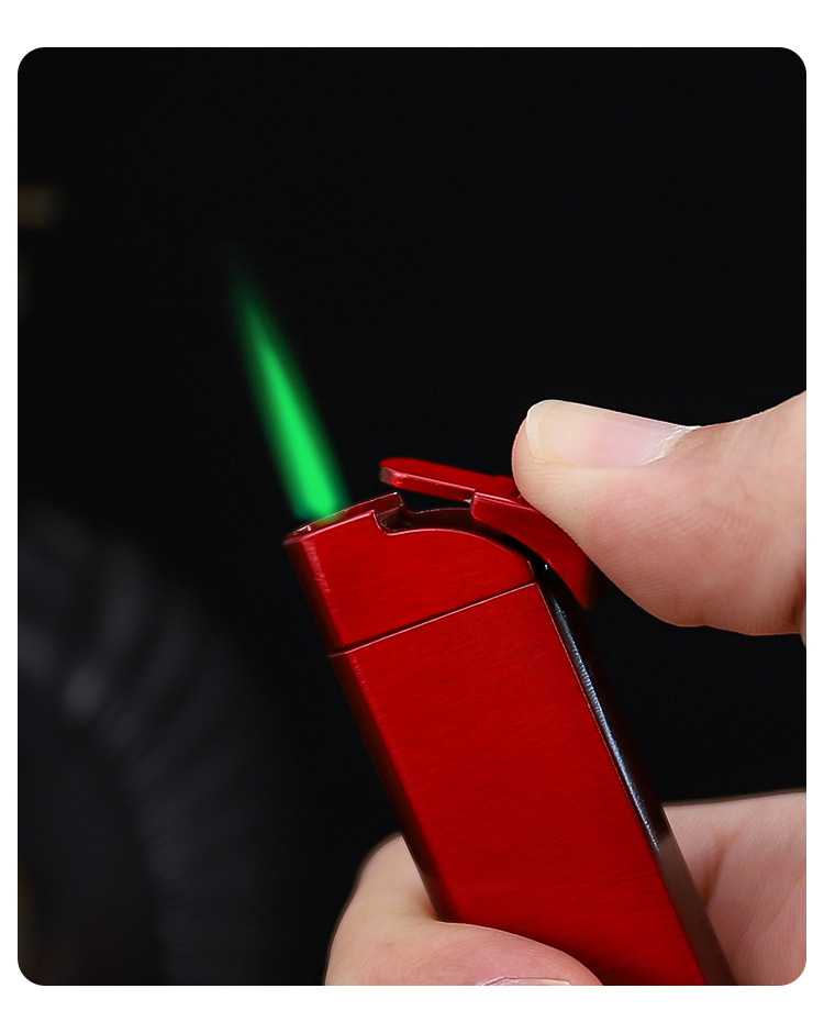 hannicook超薄绿焰直冲打火机锌合金金属个性潮流便携雪茄打火机