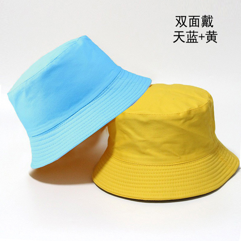 Double-Sided Fisherman Hat Men's Korean-Style Simple Casual All-Match Basin Hat Women's Solid Color Light Board Sun Hat Couple Hat Fashion