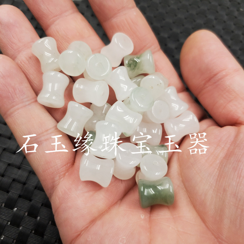 玉石散珠天山翠竹节散珠石英岩玉节节高散珠手链项链配件散珠玉珠