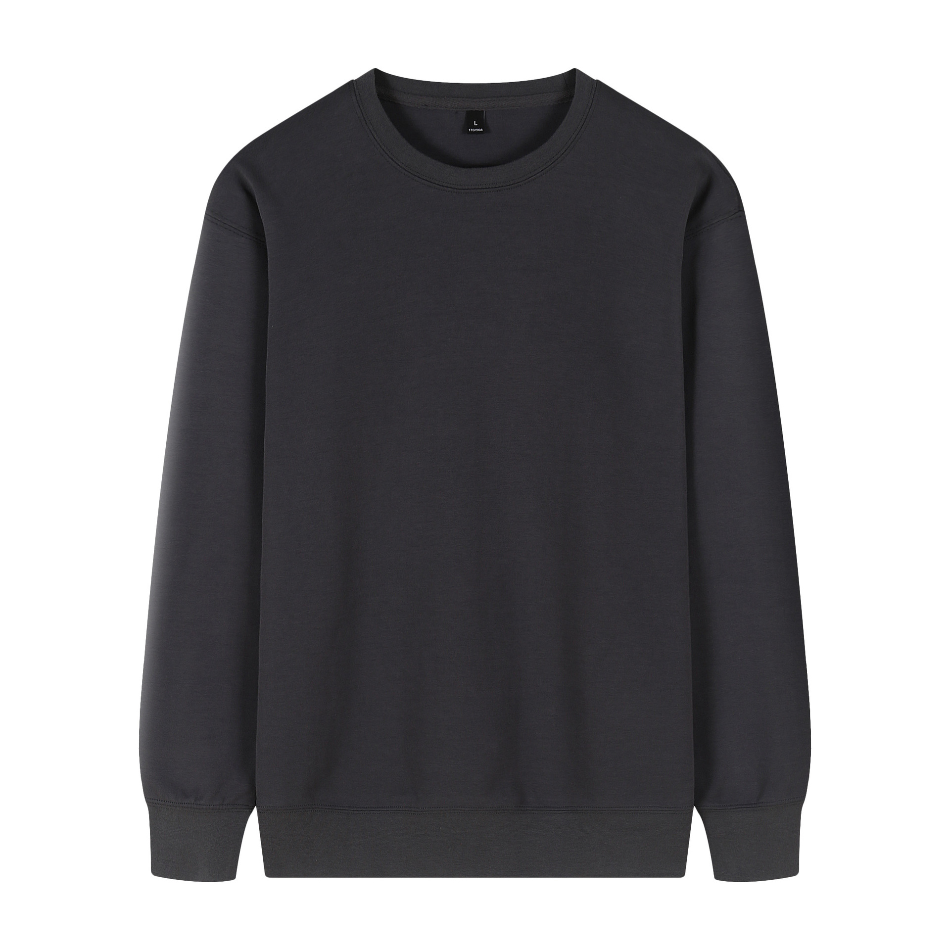 批发团购班服印字印图空白吸汗300克80%高含棉纯暗夜灰色圆领卫衣